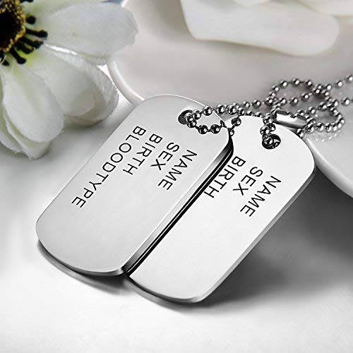 Cupimatch Chapas Militares Personalizadas de Acero Inoxidable Estilo Ejército Americano Dog Tag Joyería de Moda Hipoalergénico Original Regalo San Valentín/Navidad