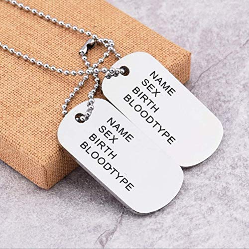 Cupimatch Chapas Militares Personalizadas de Acero Inoxidable Estilo Ejército Americano Dog Tag Joyería de Moda Hipoalergénico Original Regalo San Valentín/Navidad