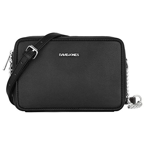 David Jones - Bolso Bandolera Cuadrado Mujer - Bolsos Cruzados Hombro Pequeños - Bolso de Mano Cadena Cuero PU - Bolso de Embrague Noche - Crossbody Messenger Bag Clutch Pochette Moda - Negro