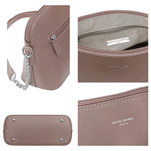 David Jones - Pequeño Bolso Bandolera Cadena Mujer - Bolsos de Hombro Cruzado Cuero PU - Mensajero Crossbody Bag - Bolso Mano Zip Embrague Clutch Pochette Noche Trabajo Moda Diario Vida - Beige Topo