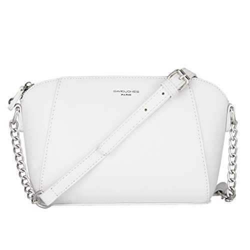 David Jones - Pequeño Bolso Bandolera Mujer - Bolsos de Hombro Cruzados Cadena Cuero PU - Mensajero Clutch Embrague Noche - Messenger Crossbody Bag - Pochette Piel Cremallera Elegante - Blanco