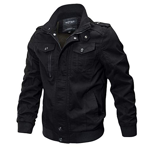 DEELIN Ropa De Hombre De Gran TamañO Moda Invierno Guapo Abrigo Militar TáCtico Chaqueta Transpirable Luz Cazadora Chaqueta Abrigo (6XL, Negro)