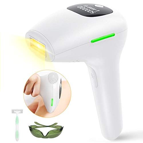 Depiladora Luz Pulsada, Sistema de depilación IPL Depiladora liviana de para mujeres, hombres, 500000 Flashes en cuerpo, cara, piernas, axilas y línea de bikini, para Mujer y Hombre