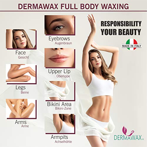 Dermawax 1 kg Rosa perla de Cera caliente Cera depilatoria caliente, para pieles sensibles et normal, áreas faciales axilas, faciales Cera sobre, La carrocería completa Depilación brasileña