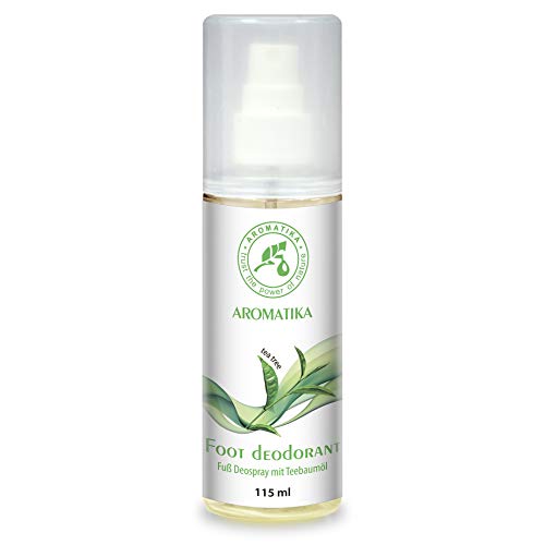 Desodorante en Aerosol para Pies con Aceite de Arbol Del Té (Tea Tree) y Menta 100% Natural 115ml - para el Cuidado Del Pie y Eliminar el Mal Olor - Aerosol para Pies