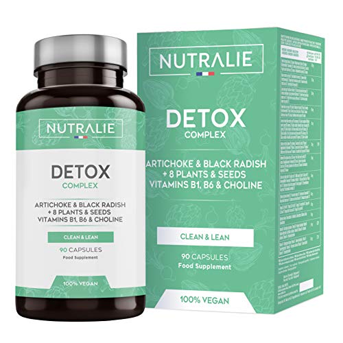 Detox Potente Hígado | Plan Detox Adelgazante y Diurético Vegano | Cleanser para Eliminar Toxinas con Alcachofa, Rábano Negro, Vitaminas y +8 Plantas y Semillas | 90 Cápsulas Veganas Nutralie