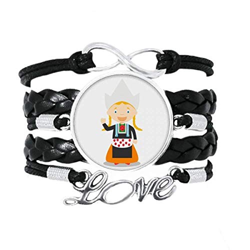 DIYthinker Pigtails Girl Holanda - Pulsera de piel trenzada para tejer