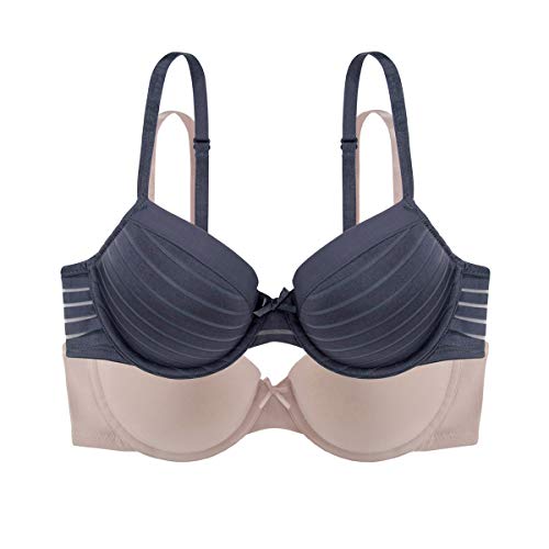 Dorina D17173D4-2P, Sujetador Para Mujer, Multicolor (Blue Charcoal/Blush), 95B (talla del fabricante: 36B), Pack de 2