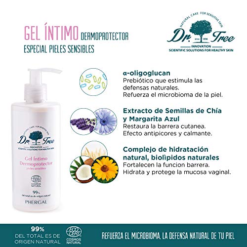 Dr. Tree Gel Intimo - Tratamiento ECO Dermoprotector Hipoalergénico | Higiene para Mujer y Hombre | Hidratante Zona Vaginal | Restaura Flora | Sin Parabenes | Alivia Picor | Antibacteriano - 300ml