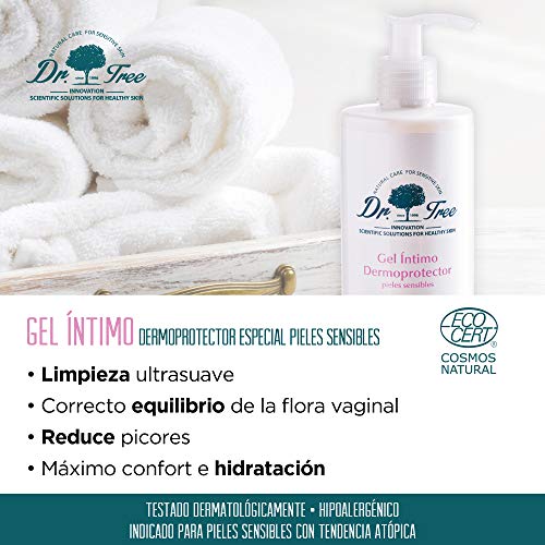 Dr. Tree Gel Intimo - Tratamiento ECO Dermoprotector Hipoalergénico | Higiene para Mujer y Hombre | Hidratante Zona Vaginal | Restaura Flora | Sin Parabenes | Alivia Picor | Antibacteriano - 300ml