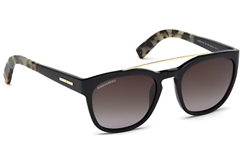 DSQUARED2 DQ0164 01B 54 Monturas de gafas, Negro (Negro LucidoFumo Grad), 54.0 Unisex Adulto