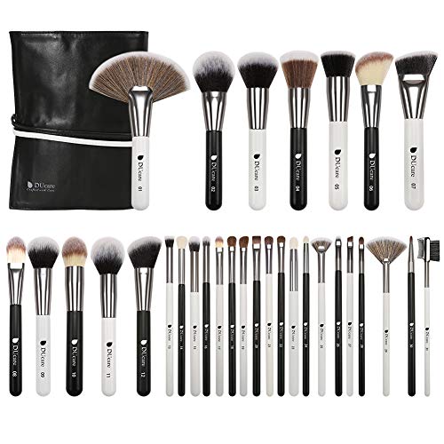 DUcare Brochas de Maquillaje Profesional Con Bolsa de Cosméticos 31 piezas Premium Synthetic Set de Pinceles de maquillaje para Artista de Maquillaje(Estilo panda）