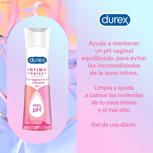 Durex Íntima Protect Gel Higiene Íntima Calmante 2In1, Fórmula Pro-Ph, Hipoalergénico Y Libre De Colorantes Artificiales - 200 ml