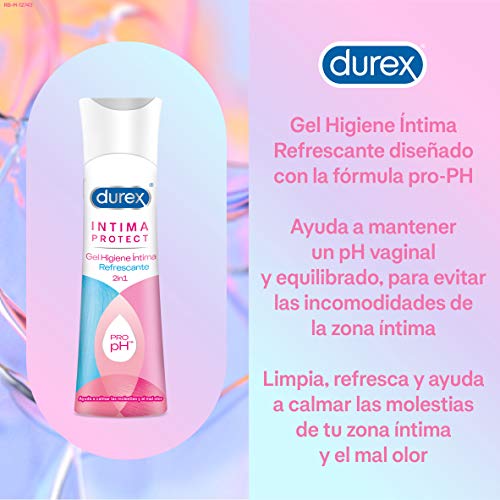 Durex Íntima Protect Gel Higiene Íntima Refrescante 2In1, Fórmula Pro-Ph, Hipoalergénico Y Libre De Colorantes Artificiales - 200 ml