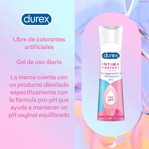 Durex Íntima Protect Gel Higiene Íntima Refrescante 2In1, Fórmula Pro-Ph, Hipoalergénico Y Libre De Colorantes Artificiales - 200 ml