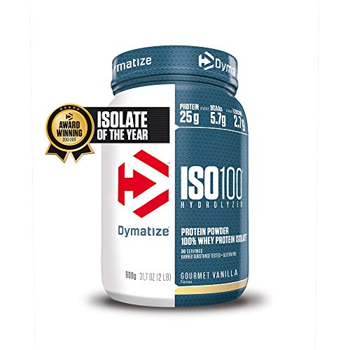 Dymatize ISO 100 Gourmet Vanilla 900g - Hidrolizado de Proteína de Suero Whey + Aislado en Polvo