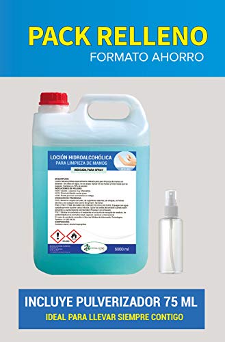 Ecosoluciones Químicas ECO- 901 | 5 litros | Loción Hidroalcohólica para manos | 70% alcohol garantizado | Somos fabricantes, Calidad asegurada | INCLUYE PULVERIZADOR 75 ML