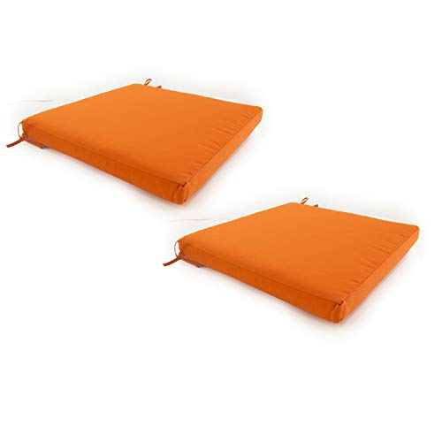 Edenjardi Pack 2 Cojines para sillas de jardín Color Naranja | Tamaño 44x44x5 cm | Repelente al Agua | Desenfundable | Portes Gratis