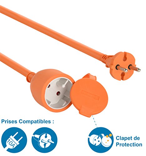 Electraline 20857037F - Cable alargador eléctrico para jardín (40 m) color naranja