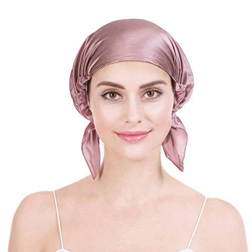 Emmet Gorro de Dormir Mujer Pura Seda Sombrero para Dormir elástico Hace Que tu Cabello se Sienta Sedoso y Mantiene el Estilo (Rosa Profundo, Talla única)