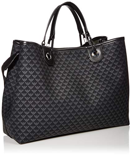 Emporio Armani - Bolso con asa superior y detalles de piel, color negro, Multi (Negro/Negro/Negro), Talla única