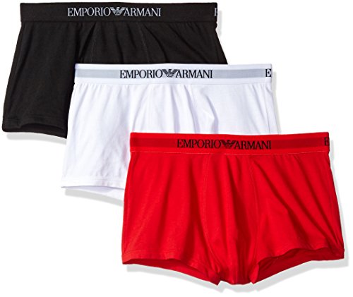 Emporio Armani Underwear 111610cc722 Bóxer, Multicolor (White/Red/Black), Large (Tamaño del Fabricante:L) (Pack de 3) para Hombre