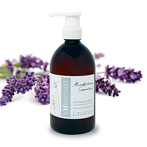 Essenciales - Gel Hidroalcólico Desinfectante manos con Aceites Esenciales 100% puros (Aceite Esencial Lavanda, 500 ml)