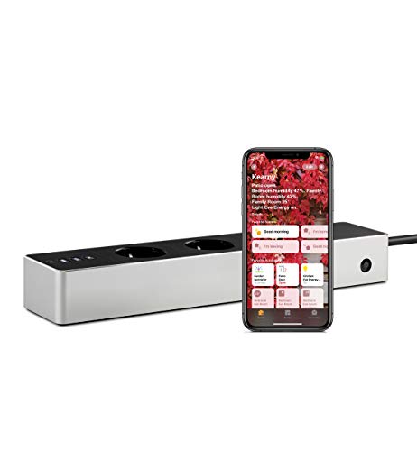 Eve Energy Strip - Regleta triple inteligente con contador eléctrico y tecnología Apple HomeKit