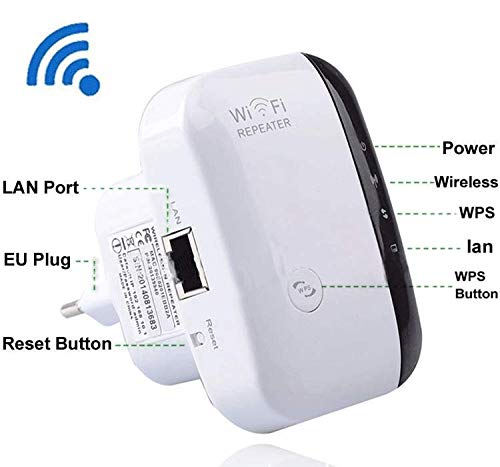 Extensor de repetidor de Red WiFi, Amplificador de señal de Velocidad de 300 Mbps, Red 2.4G, Antena de Puerto LAN incorporada de 10/100 mbps, fácil de configurar, Compatible con enrutador y Fibra.