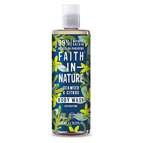 Faith in Nature Gel de Baño Natural de Algas Marinas y Cítricos, Detoxificante, Vegano y No Testado en Animales, sin Parabenos ni SLS, 400 ml