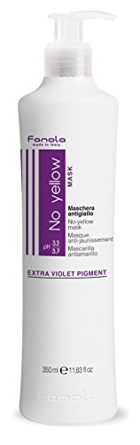 Fanola Mascarilla NO YELLOW Antiamarillo 350mL - Especial cabellos grises, aclarados, decolorados, mechas, rubio claro - Pigmento morado neutraliza amarillos indeseados