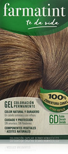 Farmatint 6D Rubio Oscuro Dorado. Tinte permanente. Cabello natural y color duradero. Sin amoníaco ni parabenes ni parafinas ni siliconas.