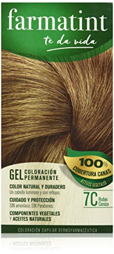 Farmatint Gel 7C Rubio Ceniza | Color natural y duradero | Componentes vegetales y aceites naturales | Sin amoníaco | Sin parabenos | Dermatológicamente testado