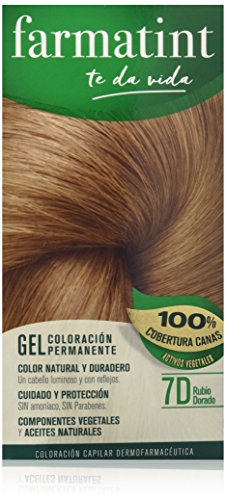 Farmatint Gel 7D Rubio Dorado | Color natural y duradero | Componentes vegetales y aceites naturales | Sin amoníaco | Sin Parabenos | Dermatológicamente testado