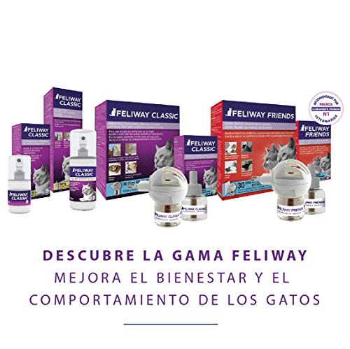 FELIWAY Classic - Antiestrés para gatos - Transportín, Viajes, Marcaje con orina localizado, Arañazos verticales localizados - Spray 60 ml