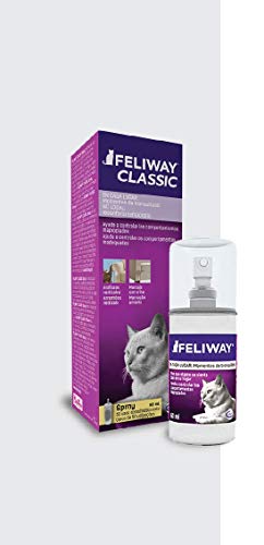 FELIWAY Classic - Antiestrés para gatos - Transportín, Viajes, Marcaje con orina localizado, Arañazos verticales localizados - Spray 60 ml