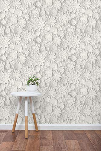 Fine Décor 3D Floral Blanco, Talla Única