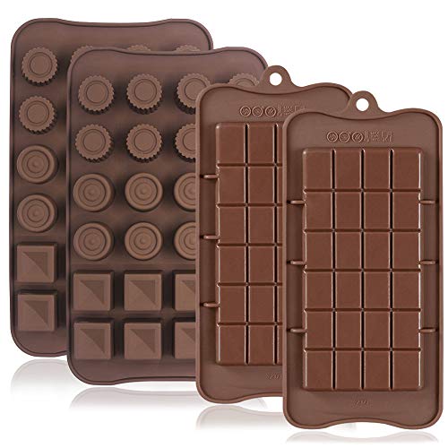 FineGood 4 moldes de silicona para chocolate, antiadherentes, proteínas y energía, bandeja para cubitos de hielo, molde para cocina