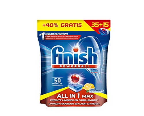 Finish Powerball All in 1 Max - Pastillas para el lavavajillas todo en 1 - limón - formato 50 unidades