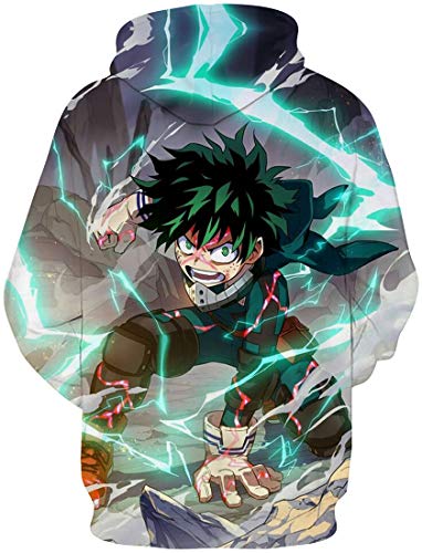 FLYCHEN Hombre Sudaderas con Capucha My Hero Academia Impresión 3D Manga Japonesa Todoroki Shoto All Might - Verde 01-2XL