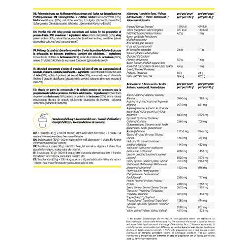 foodspring Proteína Whey, Sabor Plátano, 750g, 100% proteína de suero de leche, Proteína en polvo para el desarrollo muscular