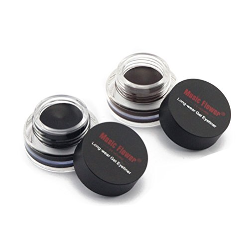 Frcolor 2 en 1 Gel Eyeliner Set belleza cosmética maquillaje delineadores de ojos Long wear Gel a prueba de agua marrón y negro con cepillo de cejas maquillaje