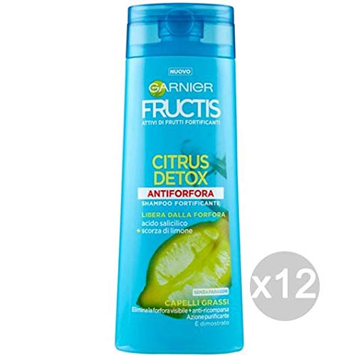 Fructis – Juego de 12 champú Citrus-Detox anticaspa Grasas Cuidado del Cabello, Multicolor, única