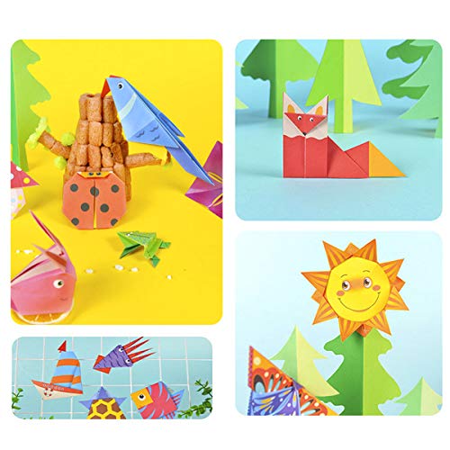 Gamenote color kit de origami para niños 118 archivo de origami vívido de doble cara 55 páginas que enseña libro de origami, adecuado para niños / clase de manualidades escolares