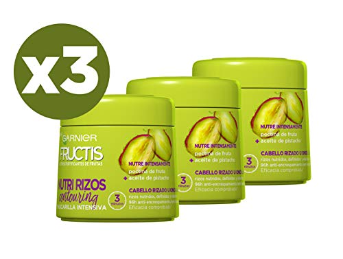 Garnier Fructis Nutri Rizos Mascarilla para Cabello Rizado u Ondulado - 3 x 300 ml: 900 ml