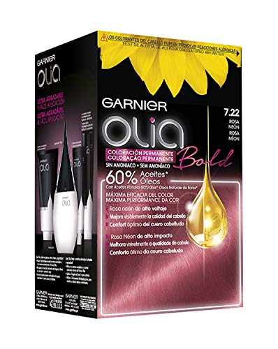 Garnier Olia - Coloración Permanente sin Amoniaco, con Aceites Florales de Origen Natural - Tono Bold Rosa Neón 7.22 - Más de 25 tonos - Pack 2 x 270 g