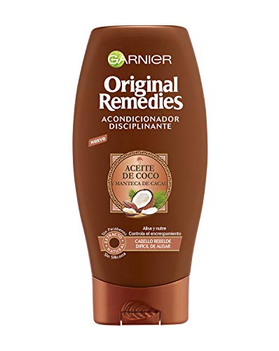 Garnier Original Remedies Champú Disciplinante con Aceite de Coco y Manteca de Cacao, para Pelo Rebelde y Difícil de Alisar - 250 ml