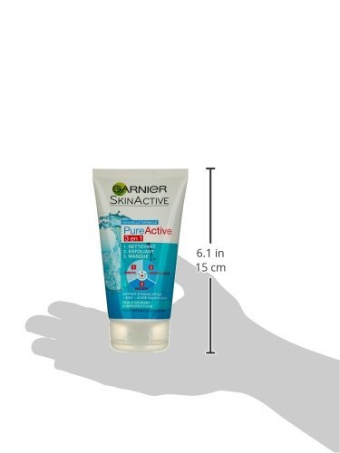 Garnier - Pure Activo - máscara de limpieza exfoliante - 3 en 1 Limpiadora Exfoliante Máscara Conjunto de 4