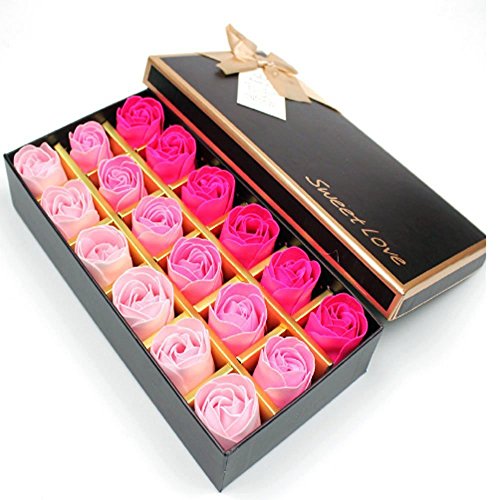 Gearmax® 18 pcs Flor Jabón Rosa en Caja de Regalo Creativo Regalo Práctico Cumpleaños Regalo(Rosa roja)