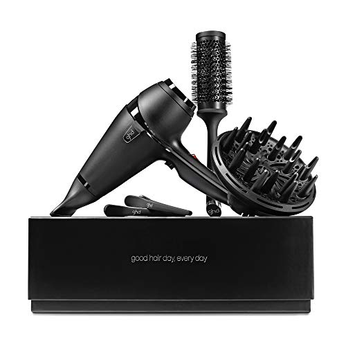 ghd Air Kit - Secador de pelo profesional con tecnología iónica, difusor, cepillo cerámico y 2 clips ghd, color negro